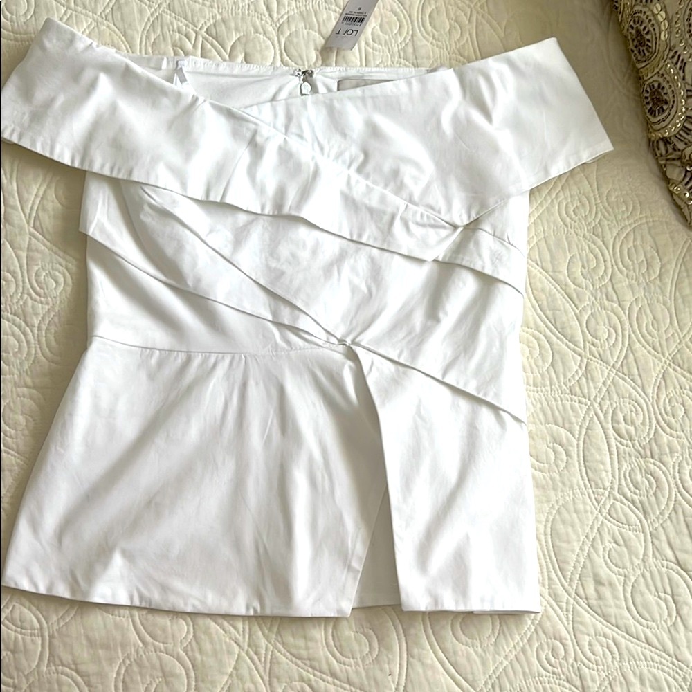 LOFT Elegant White Off-Shoulder Top